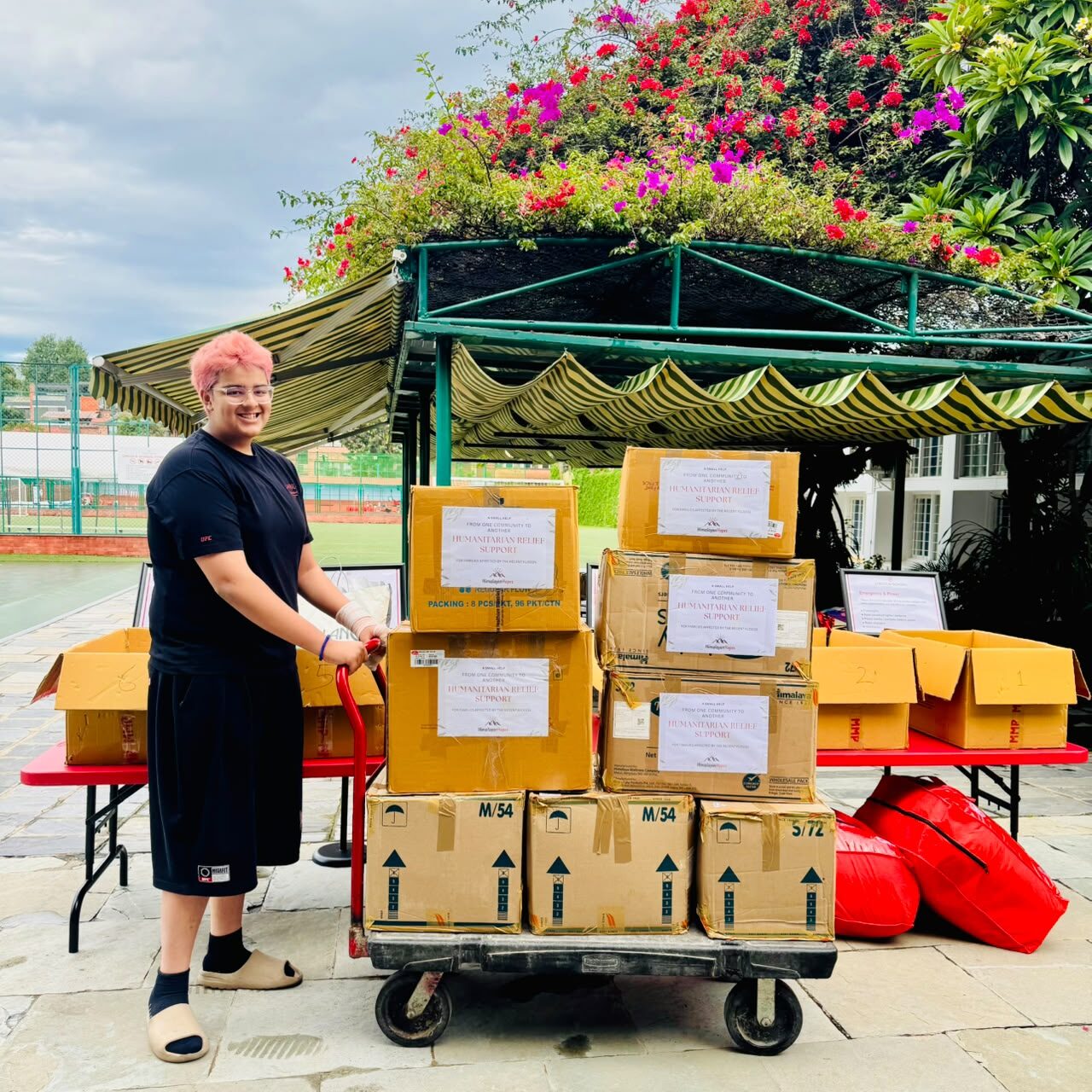 Relief supply boxes packed and ready for delivery