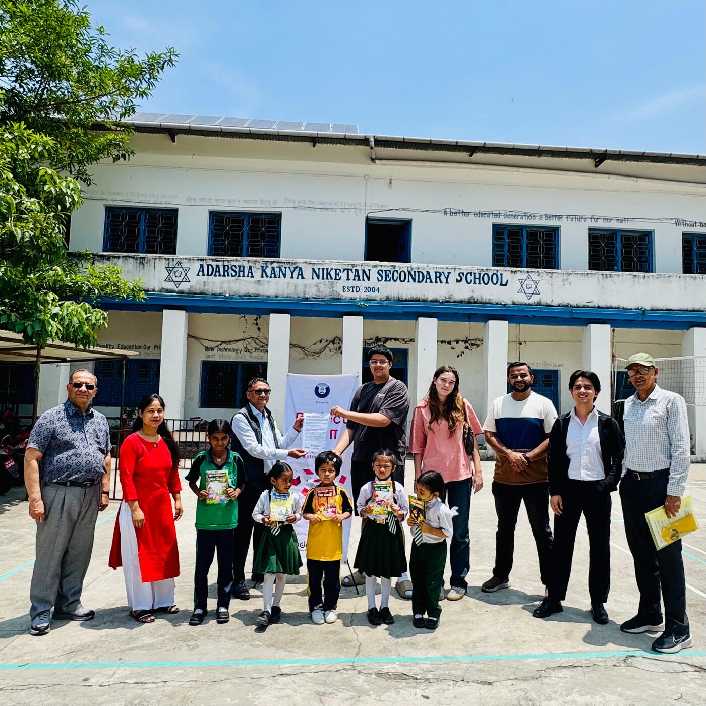 Handing over new books at a Lalitpur school