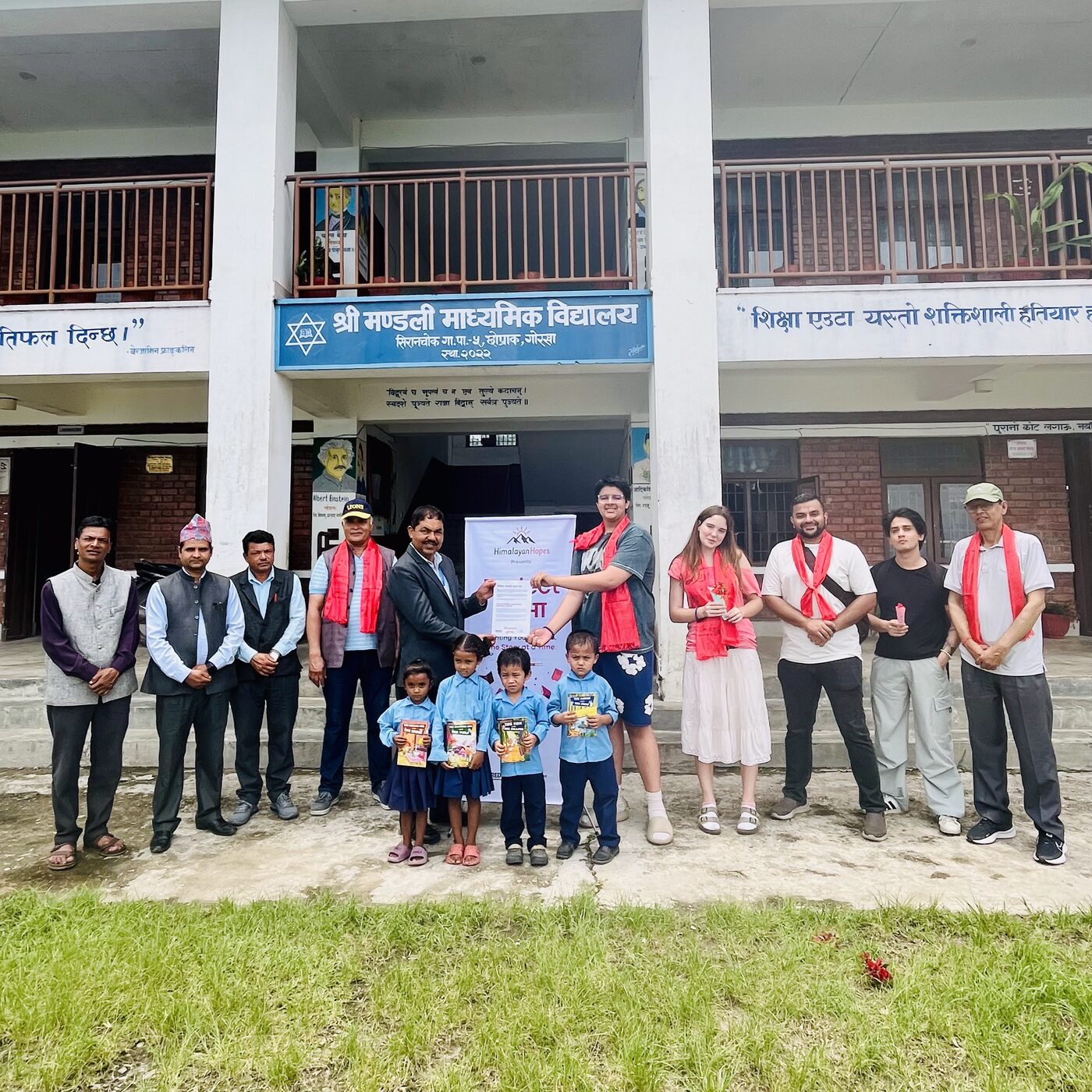Team outside Shree Mandali Secondary School