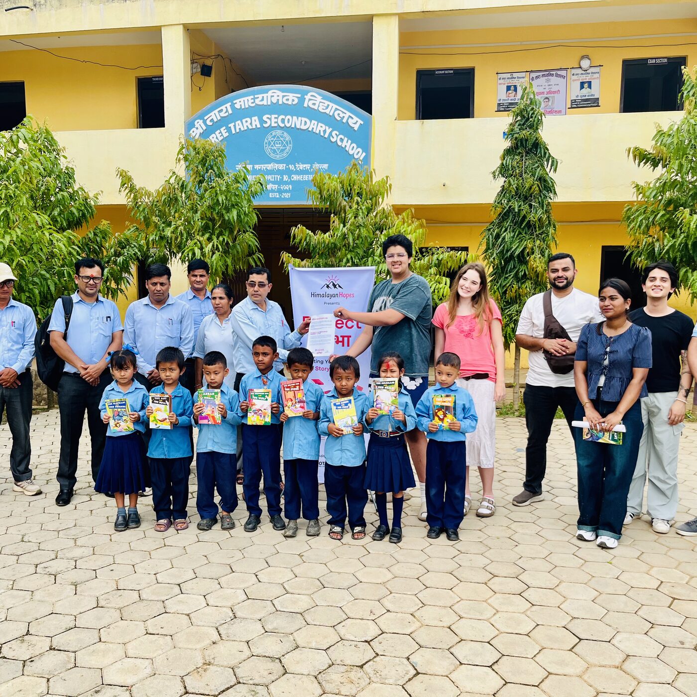 Team and students at Shree Tara Secondary School